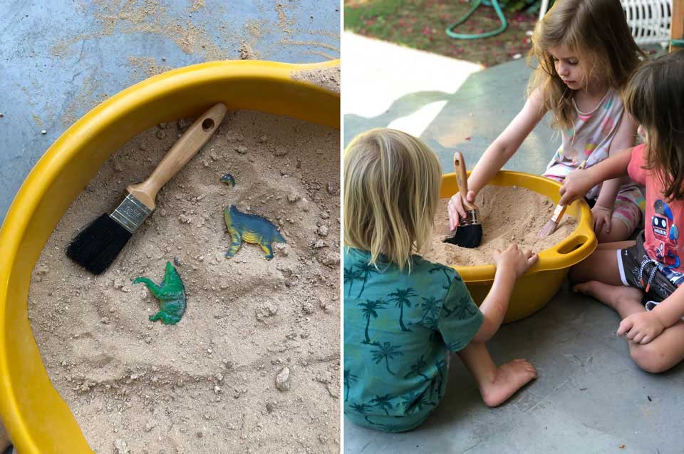 חפירה ארכיאולוגית- משחק חפירת דינוזאורים פעילות עם הילדים
